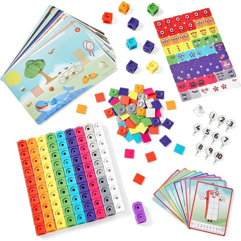 hand2mind MathLink Cubes Numberblocks 1-10 Activity Set, 30 Preschool Learning Activities, Counting Blocks, Linking Cubes, Educational Toys for Kids, Number Games, Math Manipulatives Kindergarten