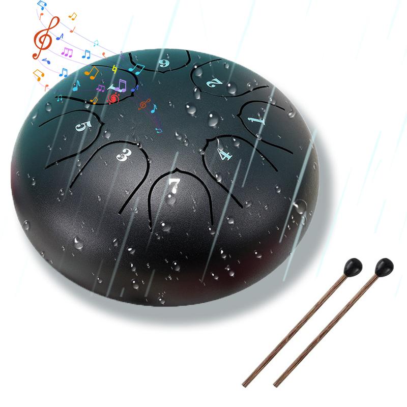 Rain Drum for Outside Garden,Chakra Drum for Rain Outdoor, Drum Rain Chime Waterproof, Chakra Drum 6 Inches 8 Notes, Chakra Rain Drum Outdoor，Instrument for Outside