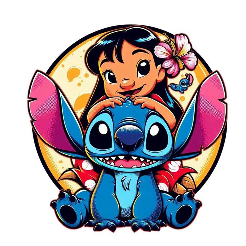 Cartoon Lilo & Stitch Pattern Diamond Arts Colorful Painting Kit without Frame, DIY 5D Diamond Arts Crafts Kit, Wall Art Decoration for Home