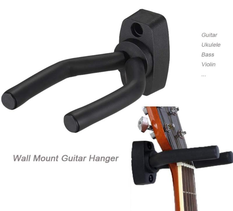 Guitar Mount Wall Hanger Stand Ukulele Wall Hook Keep Holder Mount Display 2 Pack with Guitar Picks Violin Wall Stand Mandolin Rack Bracket Bass Accessories Easy to Install(5 Pack Guitar Picks)