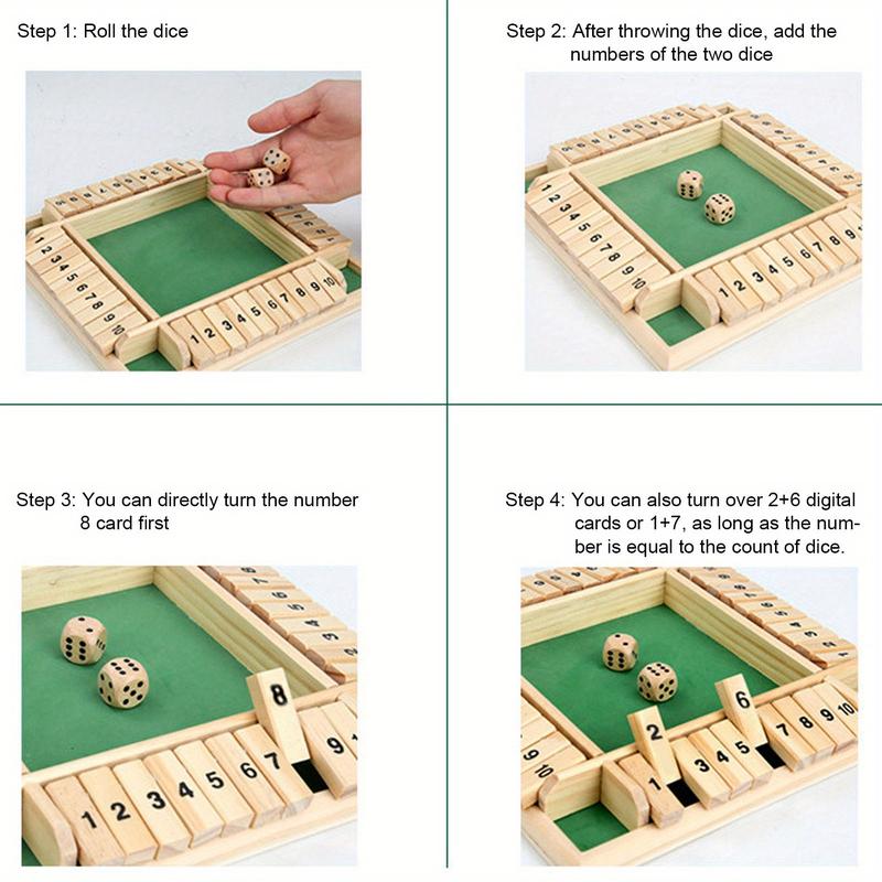 Wooden number board dice game set toy 4 person show party party game