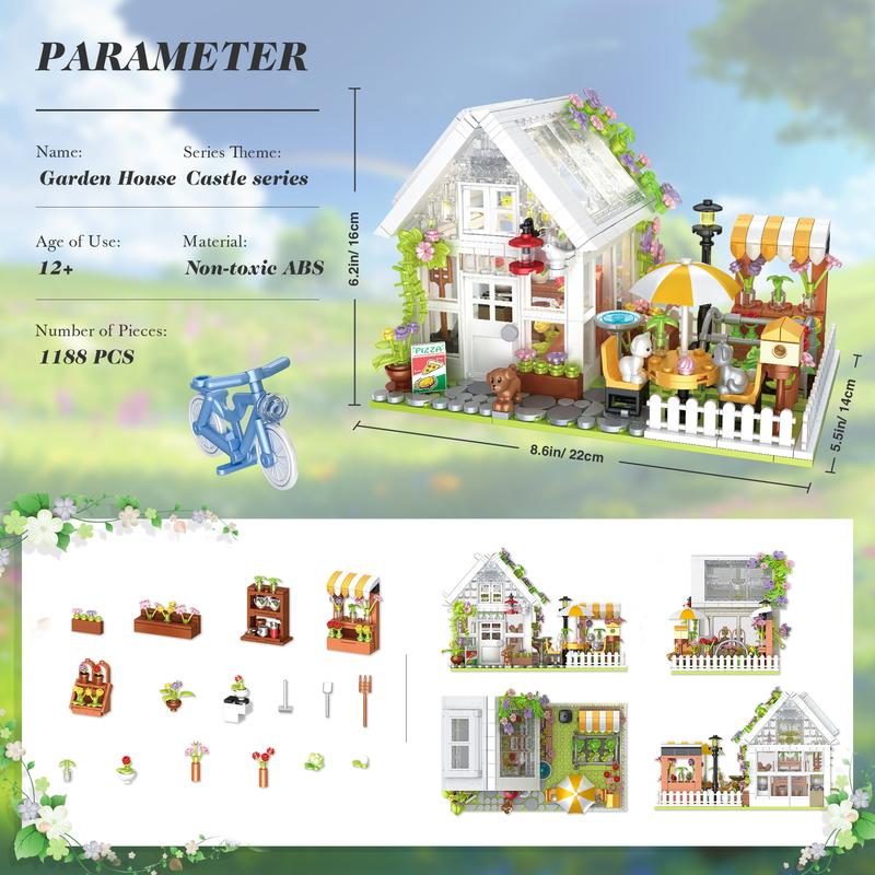 TOKMOC Garden Flower house Building Block Set,DIY Greenhouse Architecture Building Set,Birthday Gift and Home Decoration,For aged 12 and above,Stress relief toy,66053,1188 Pieces