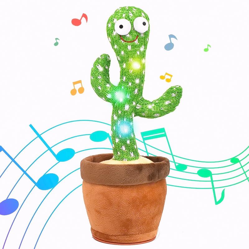 Pbooo Dancing Talking Cactus Mimicking Toy,Talking Repeat Singing Sunny Cactus Toy 120 Pcs Songs for Baby 15S Record Your Sound Sing+Dancing+Recording+LED