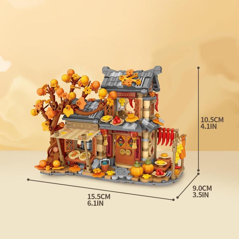 Autumn House Building Blocks, 962pcs set Small Particle Toy, Puzzle Candy House Gift, Street View Model Ornament