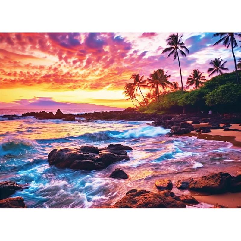 500 Piece Beach Puzzle for Adults-Sunset Puzzle | Recycled Cardboar Jigsaw Puzzles 500 Pieces | Challenging Family Activity Great Gift Idea for Family Friends | Difficult Puzzles Size 20.5 x 15 inches