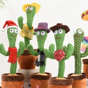 Pbooo Dancing Talking Cactus Mimicking Toy,Talking Repeat Singing Sunny Cactus Toy 120 Pcs Songs for Baby 15S Record Your Sound Sing+Dancing+Recording+LED