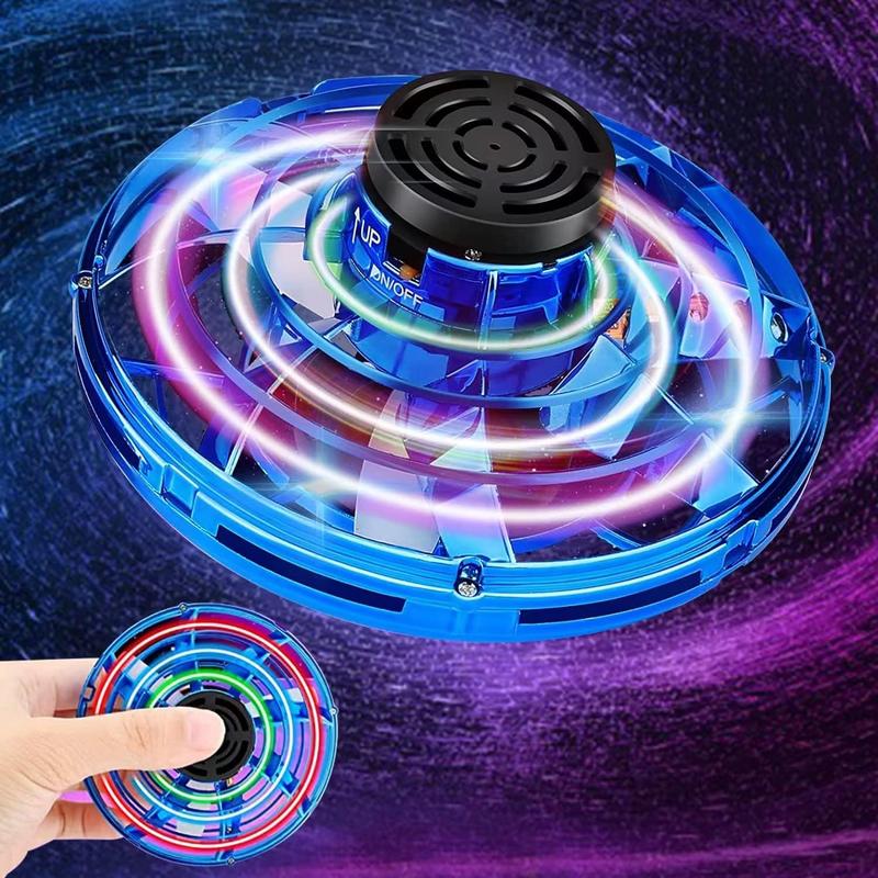 Flying Spinner Mini UFO Drone, Ifly Spinner Fly UFO Flying Fidget Spinner, Magical Hand Controlled Boomerang Drone Cool Stuff T Gifts for 8 9 10+ Year Old Teens Indoor Outdoor T -Blue