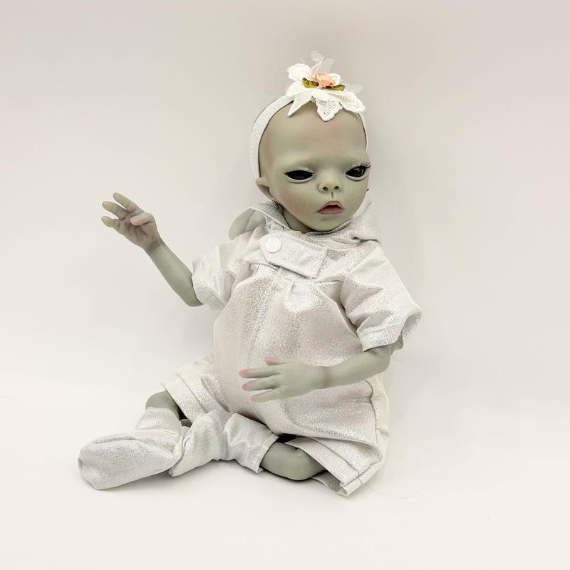 reborn babydoll,14 Inches 35cm Realistic Alien Reborn Doll - Soft Touch Cloth Body Art Doll for Creative Collection - Unique Mini Super Cool Kids Gifts for Halloween, Thanksgiving Day, and Christmas