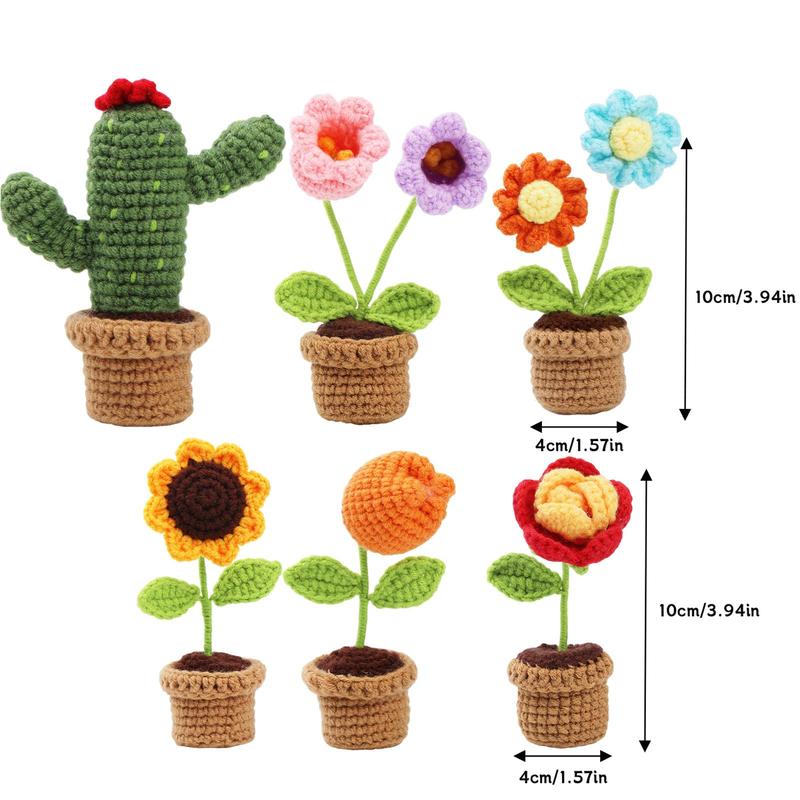 Crochet Kit for Beginners, 6 Counts set Cute Flowers Crochet Starter Kit with Step-by-Step Instructions and Video Tutorial, DIY Knitting Supplies for Home Decoration