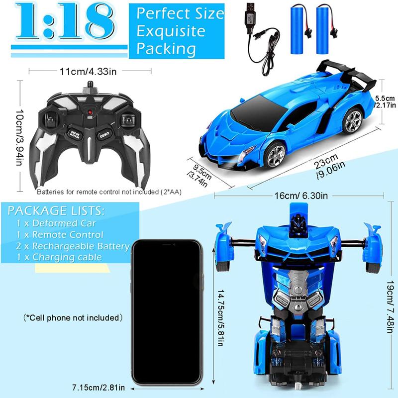 Remote Control Car, 1 Set Transform Robot RC Car, One-button Deformation & 360 Degree Rotating Drifting Car, Electric Toy Car for Boys & Girls