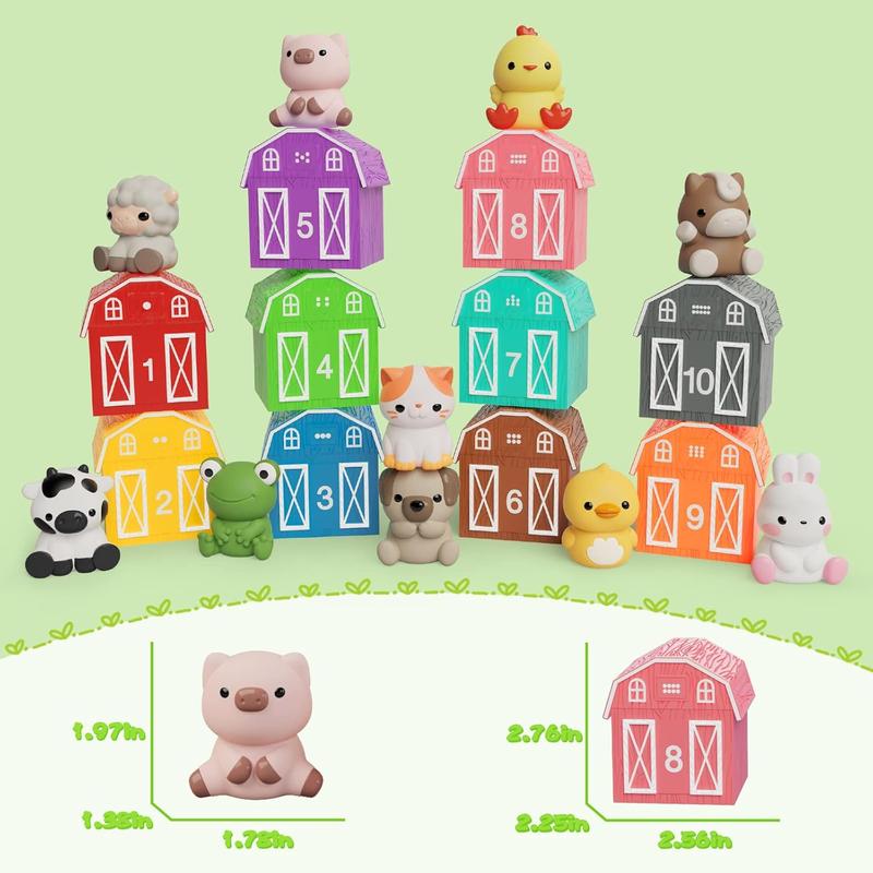 20pcs Farm Animals Barn Toys Finger Puppets for Kids, Learning Toys for Boys Girls, Montessori Counting Matching & Color Sorting Toy Set,Easter Christmas Birthday Gift for Children