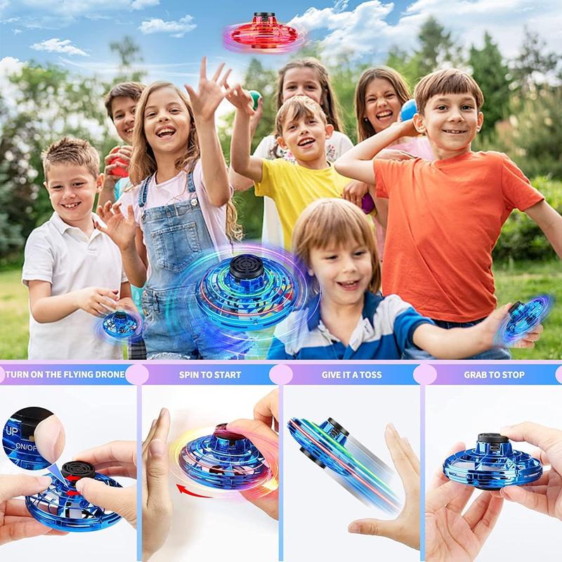 Flying Spinner Mini UFO Drone, Ifly Spinner Fly UFO Flying Fidget Spinner, Magical Hand Controlled Boomerang Drone Cool Stuff T Gifts for 8 9 10+ Year Old Teens Indoor Outdoor T -Blue