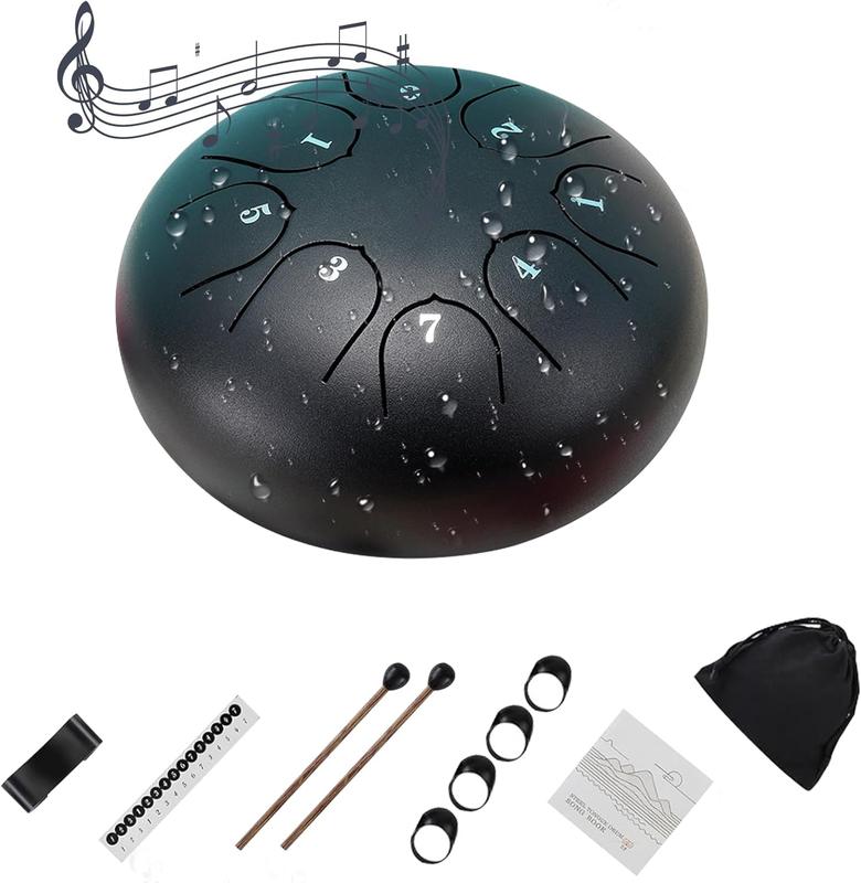 Rain Drum for Outside Garden,Chakra Drum for Rain Outdoor, Drum Rain Chime Waterproof, Chakra Drum 6 Inches 8 Notes, Chakra Rain Drum Outdoor，Instrument for Outside