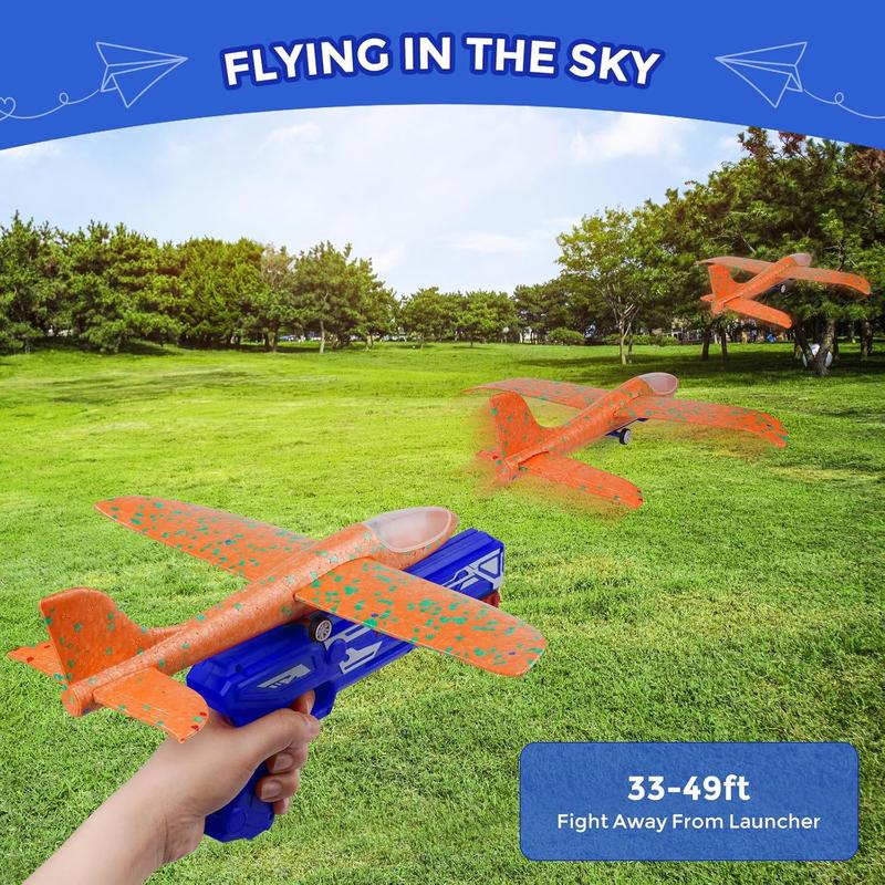 Airplane Toys Airplane Launcher Toys, LED Light& EVA Foam Glider Catapult Plane Toy for Boys,Outdoor Flying Toys Birthday Gifts for Boys and Girls 6-12 Years Old