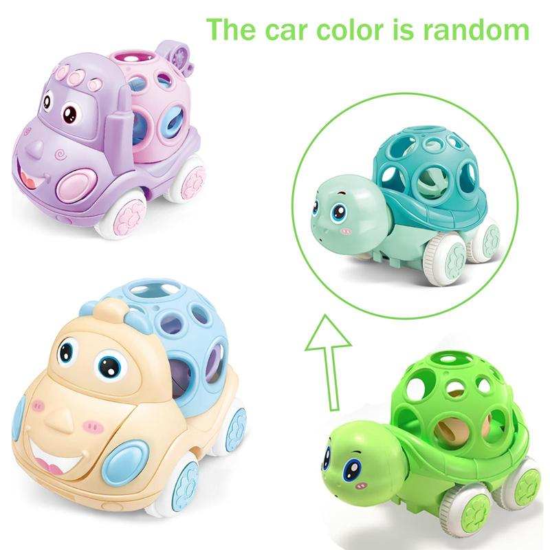 Cartoon Animal Design Car Toys, 3 Counts set Cute Rattle Pull Back Car Toy, Early Education Car Toy Set, Christmas Gift