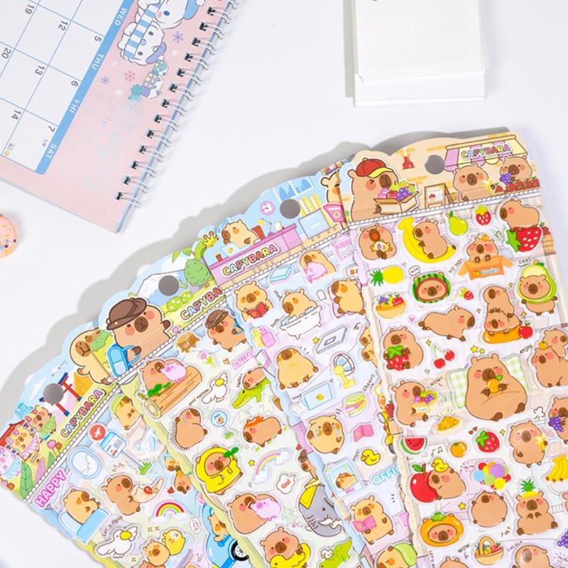 Cartoon Capybara Pattern Sticker, 4 Counts set Cute Cartoon Sticker, Decorative Sticker for DIY Scrapbooking, Journaling, Gift Wrapping