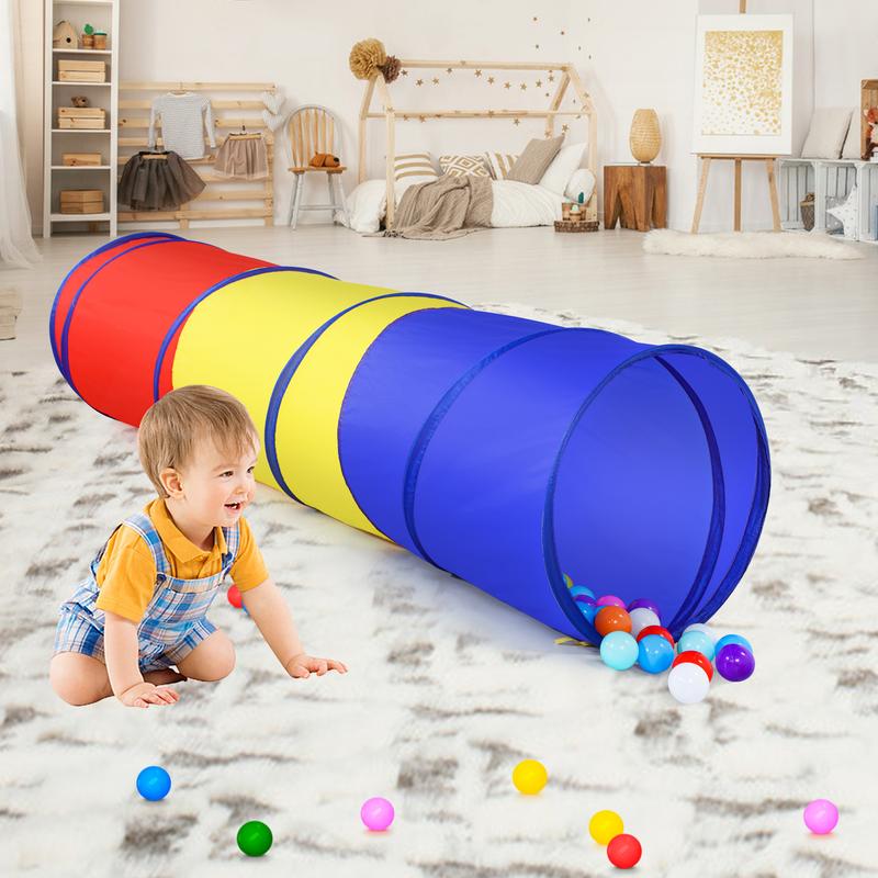 Red, Yellow, and Blue Play Tunnel for Kids - 1.75m Long, 46cm Diameter - Perfect for Indoor and Outdoor Fun!