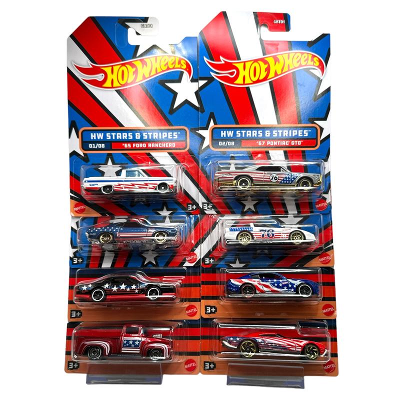 Hot Wheels Stars & Stripes 2022 Collection Diecast Models - 8 Classic & Modern Cars