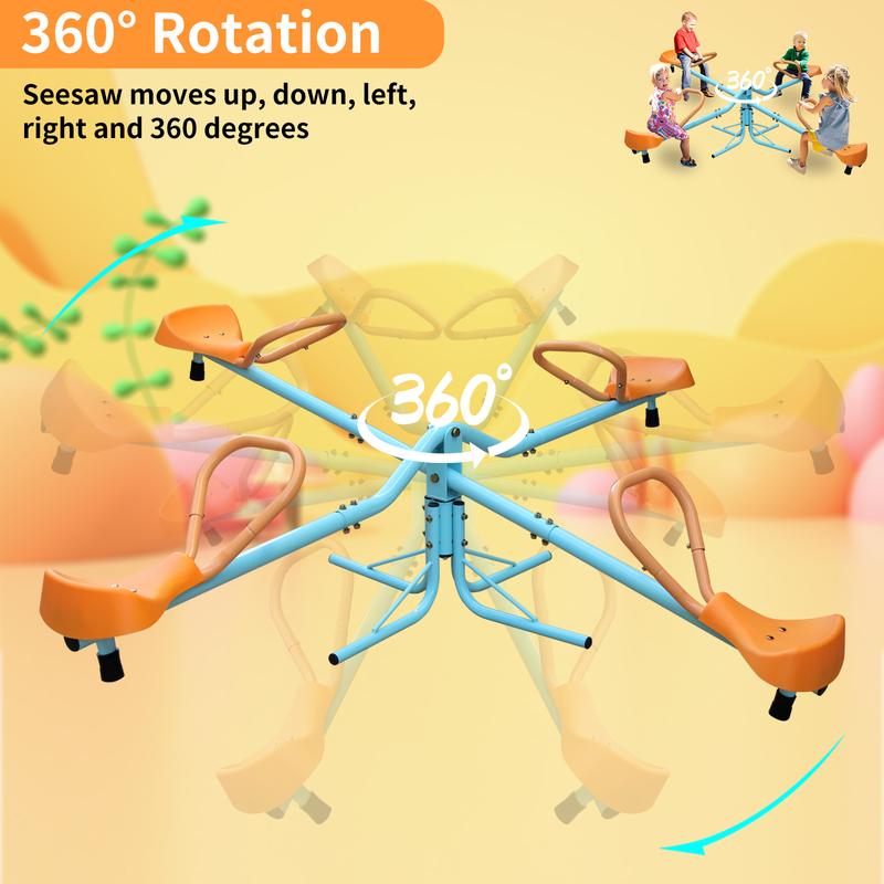 Outdoor Kids Spinning Seesaw Sit and Spin Teeter Totter Outdoor Playground Equipment Swivel Teeter Totter for Backyard