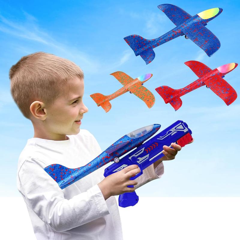 Airplane Toys Airplane Launcher Toys, LED Light& EVA Foam Glider Catapult Plane Toy for Boys,Outdoor Flying Toys Birthday Gifts for Boys and Girls 6-12 Years Old