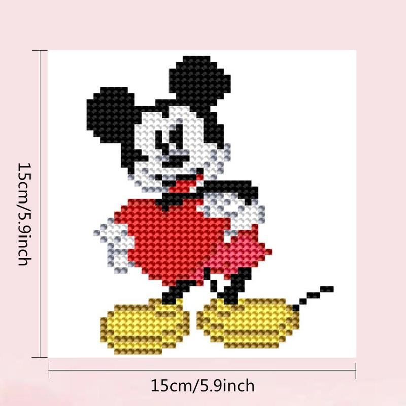 Disney Character Pattern DIY Rhinestones Arts Colorful Painting Kit Without Frame, 16pcs set Mini Rhinestones Painting Craft Kits, Handmade Home Decor