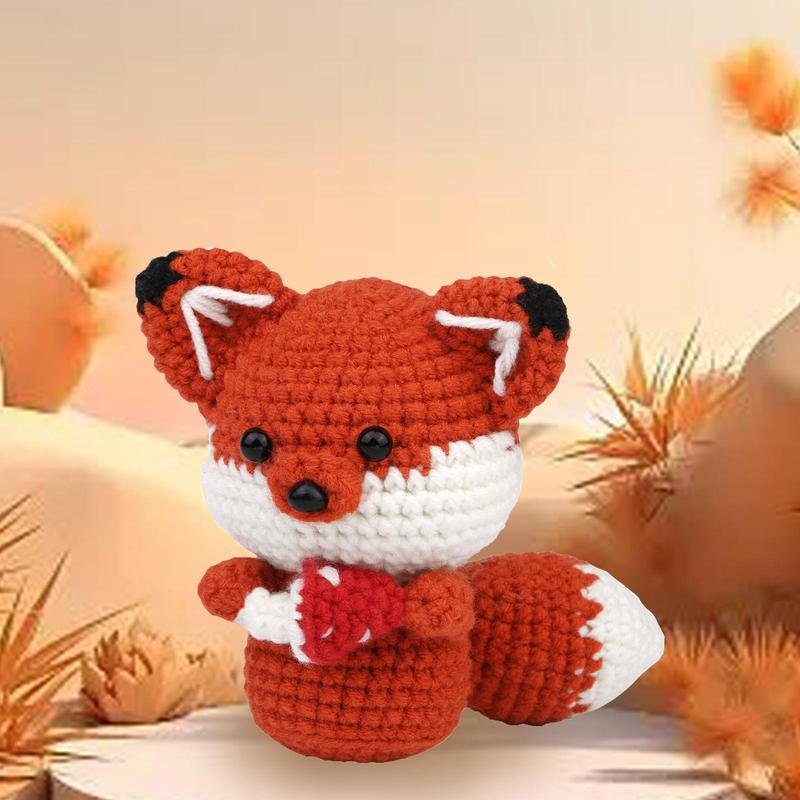 Fox Design Crochet Material Package, 1 Set Cute Crochet Stuffed Animal Kit, Crochet Kit for Beginners with Include Videos Tutorials & Instructions