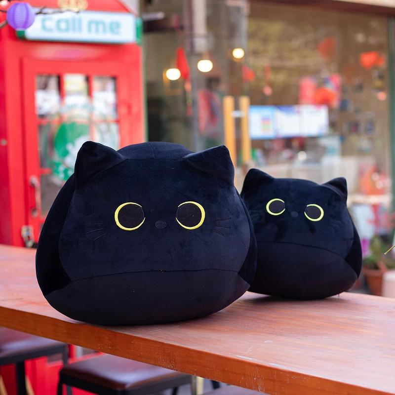 Black Cat Design Plush Toy, Cute Stuffed Animal Plushie, Soft & Comfy Plush Toy for Kids & Pet, Birthday Gift, Home Decor Ornament