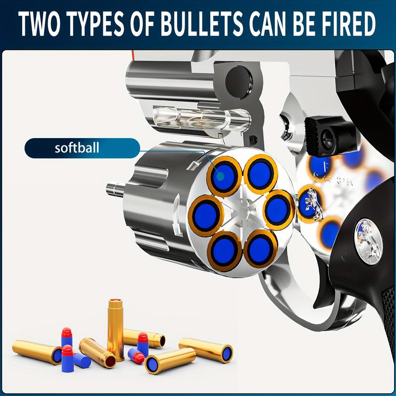 Toy Gun For Boys, Foam Soft Bullet Toy Revolver With 40 Bullets And 12 Shells, An Exciting Outdoor Play Experience, Perfect Birthday Christmas And Other Holiday Gifts- Silver, Christmas gift