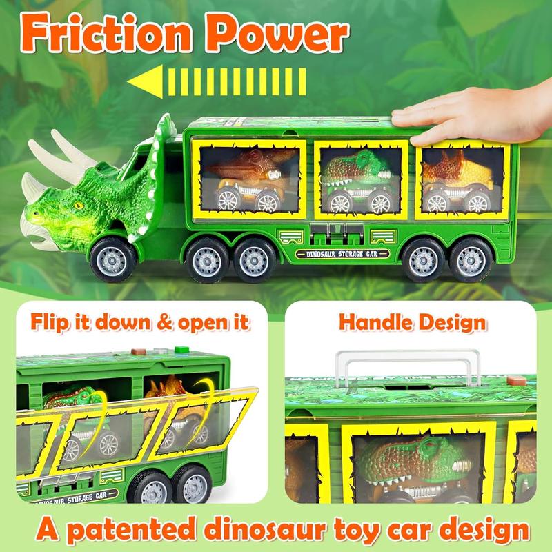 Dinosaur Toys for Kids 3-5-7, 11 in 1 Dinosaur Truck with Light, Music & Roar Sound, Dino Toddler Toys Including Toy Truck, Dinosaur Cars, Mini Dinosaur Figures & Slide, Toys for 3 4 5 6 Year Old Boys