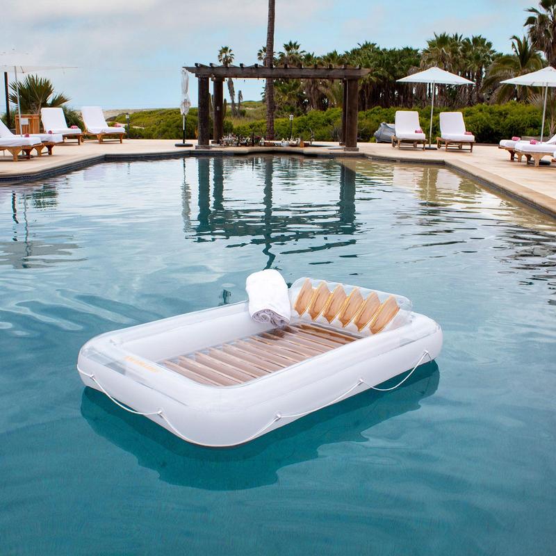 Swimline Luxe Edition Inflatable Suntan Tub Floating Pool Lounger, White & Gold