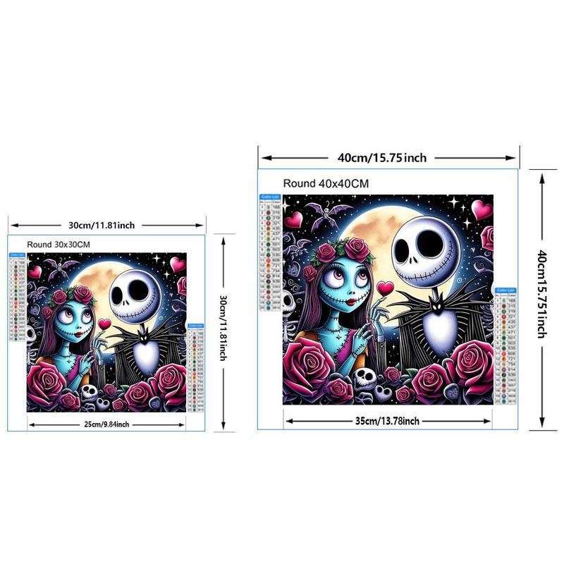 5D Diamond Arts Colorful Painting Kit, Jack and Sally Pattern DIY Diamond Arts Painting without Frame, Handmade Art Crafts for Home Decor