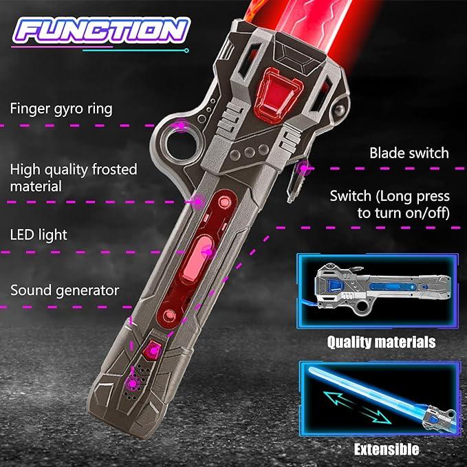 Lightsaber Light Sabers for Kids - 2 PCS, 7 Color, FX Sound 2 in1 Double-Bladed LED Expandable Lightsabers for Kids Set