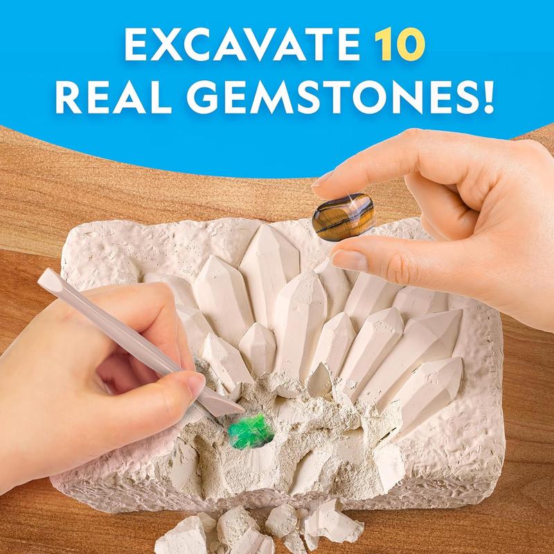 NATIONAL GEOGRAPHIC Gemstone Dig Kit – Dig Up 10 Real Gemstones and Crystals, Science Kit for Kids, Gem Digging Kit, Gift for Girls and Boys, Mining Kit, Rock Collection