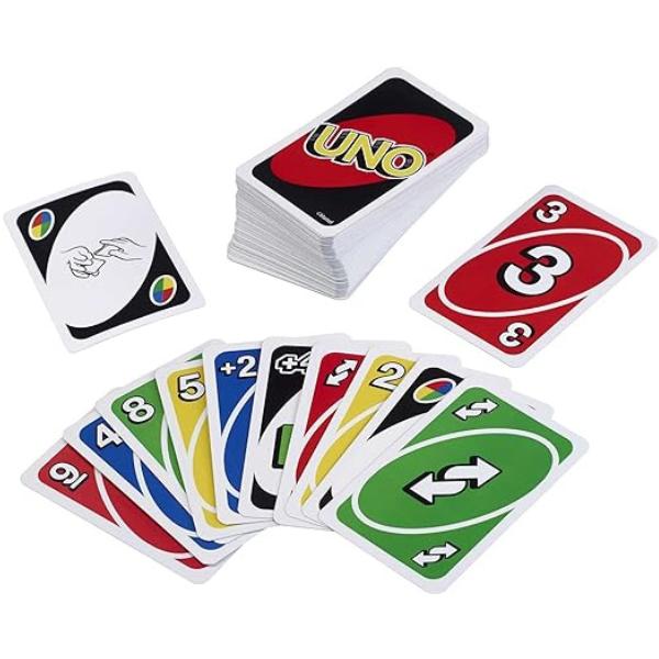 UNO - Classic Colour & Number Matching Card Game - 112 Cards - Customizable & Erasable Wild - Special Action Cards Included - Gift for Kids 7+, W2087