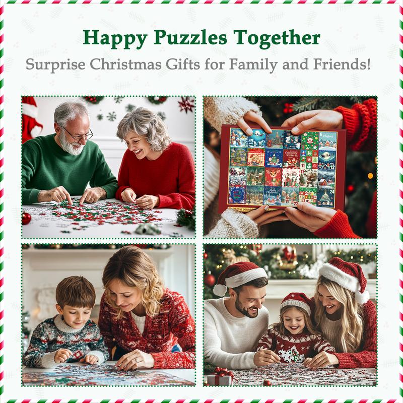 All4jig Advent Calendar 2024 Christmas Jigsaw Puzzles for Adults Kids, 1008 Pieces 24 Days Countdown Calendar Adult Puzzles, Perfect Xmas Christmas Vacation Advent Calendar Gift