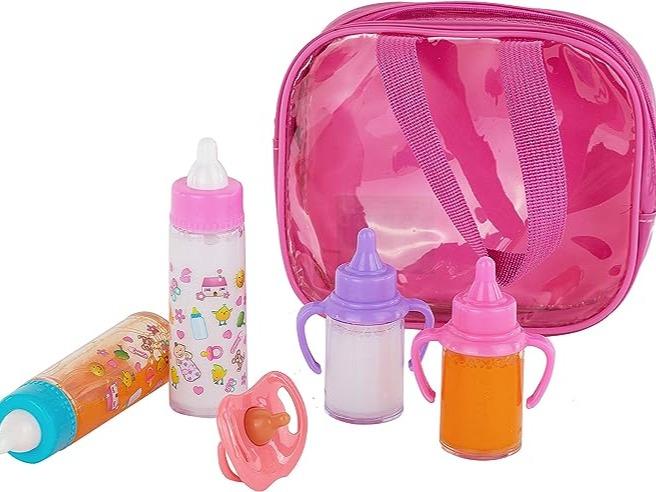 My Sweet Baby Disappearing Doll Feeding Set - 6 Piece Set for Toy Stroller with Milk & Juice Bottles and Pacifiers