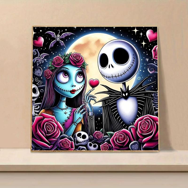 5D Diamond Arts Colorful Painting Kit, Jack and Sally Pattern DIY Diamond Arts Painting without Frame, Handmade Art Crafts for Home Decor