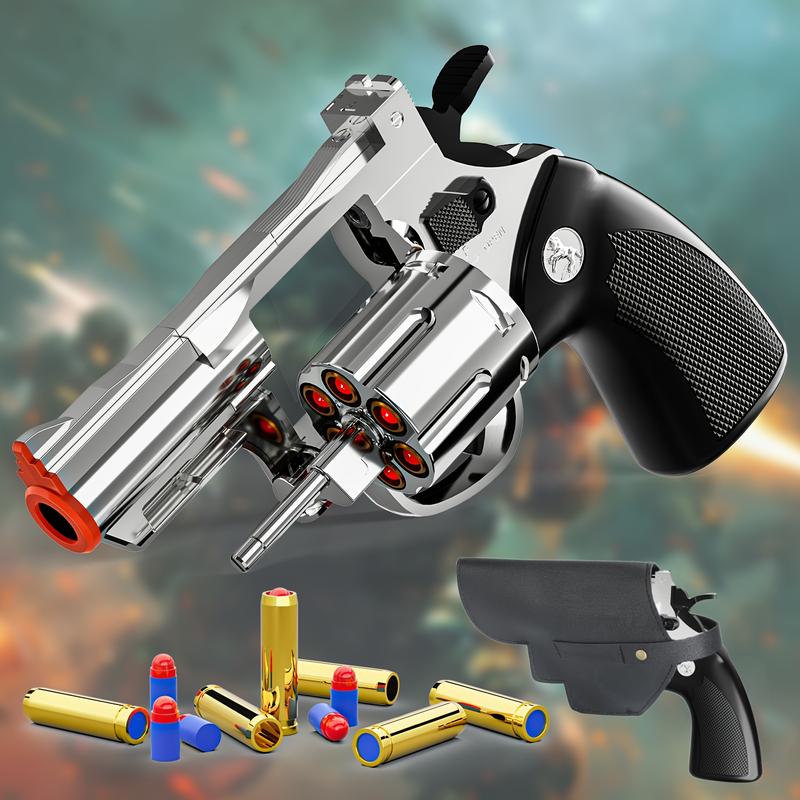 Toy Gun For Boys, Foam Soft Bullet Toy Revolver With 40 Bullets And 12 Shells, An Exciting Outdoor Play Experience, Perfect Birthday Christmas And Other Holiday Gifts- Silver, Christmas gift