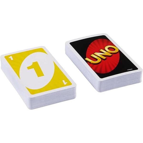 UNO - Classic Colour & Number Matching Card Game - 112 Cards - Customizable & Erasable Wild - Special Action Cards Included - Gift for Kids 7+, W2087