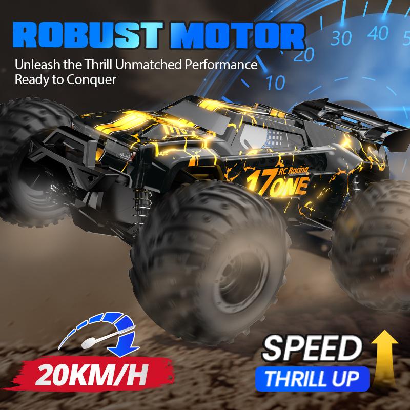 1:14 Large High-Speed Remote Control Car 20 km h Glowing RC Cars, All Terrain Off-Road,RC Truck Toys for Boys Kids Age 6-12 Birthday Christmas Gift