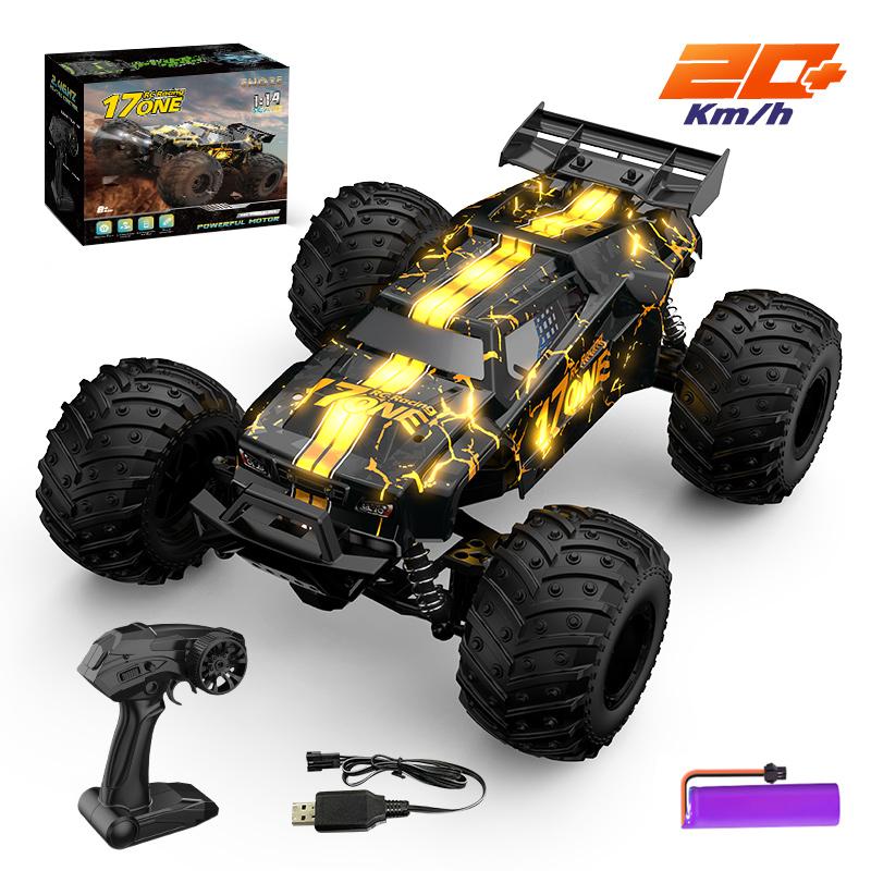 1:14 Large High-Speed Remote Control Car 20 km h Glowing RC Cars, All Terrain Off-Road,RC Truck Toys for Boys Kids Age 6-12 Birthday Christmas Gift