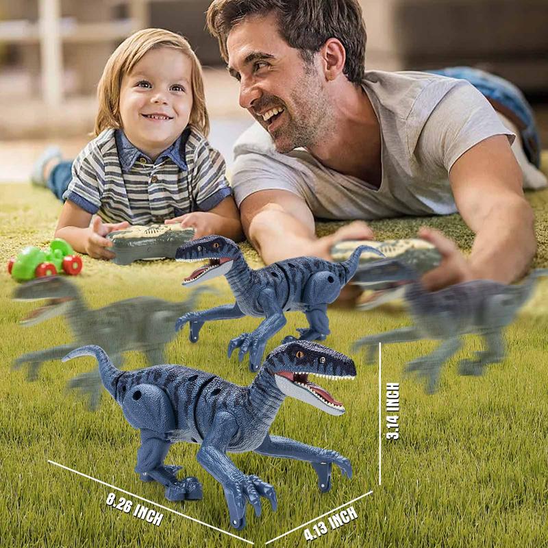 Remote Control Dinosaur Toys for Kid - Walking Dinosaur Toys for Boys 5-7，RC Jurassic Velociraptor Toys 8-12，Robot Dinosaur 3-5 with Light Sounds Toys for Boys Age 3+ Rechargeable Blue