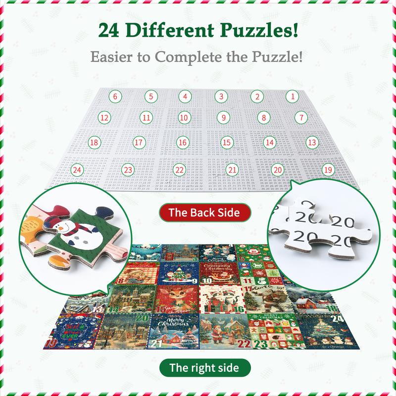 All4jig Advent Calendar 2024 Christmas Jigsaw Puzzles for Adults Kids, 1008 Pieces 24 Days Countdown Calendar Adult Puzzles, Perfect Xmas Christmas Vacation Advent Calendar Gift