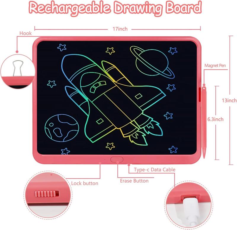 LCD Writing Tablet for , 20 Inch Rechargeable Drawing Board,  Educational Travel Toys, Christmas Birthday Gift for 3 4 5 6 7 8 9 Year Old Girls Boy