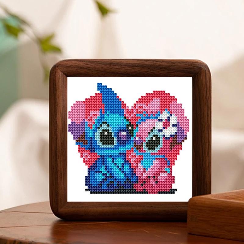 Stitch Pattern Diamond Arts Colorful Painting Kit, 16pcs Cartoon Diamond Art Crafts without Frame, DIY Wall Art Decorations for Home