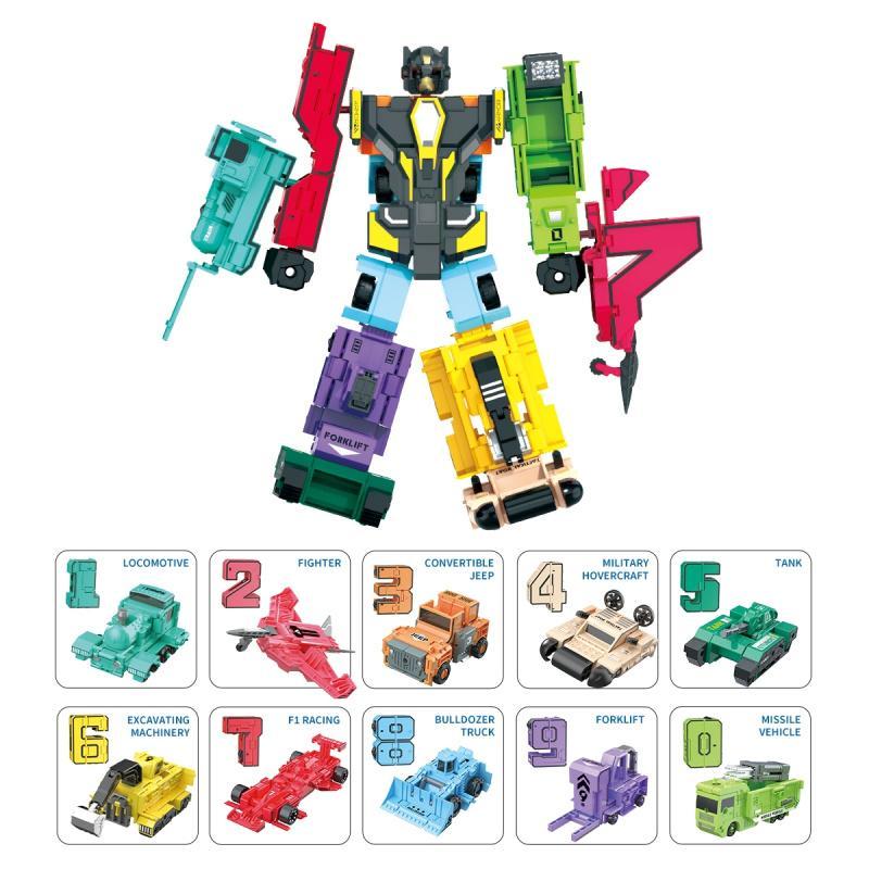 Transform Robot Toy, 0-9 Number Blocks Transform Robot Toy, STEM Learning & Educational Toy, Birthday Gift for Teens