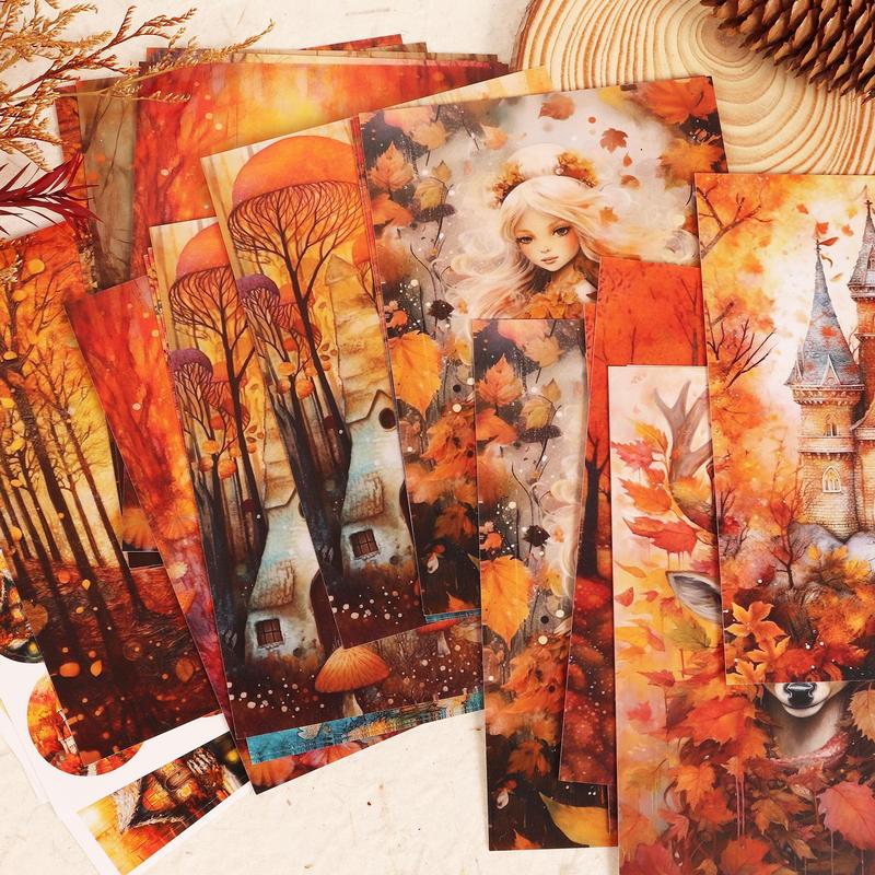 Autumn Themed Writable Holiday Ephemera Thick Card Set, 60pcs set Including 24 Cards & 36 Stickers, Scrapbooking Supplies, DIY Crafts