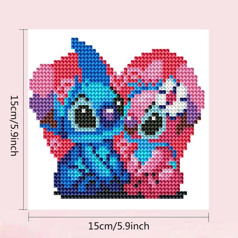 Stitch Pattern Diamond Arts Colorful Painting Kit, 16pcs Cartoon Diamond Art Crafts without Frame, DIY Wall Art Decorations for Home