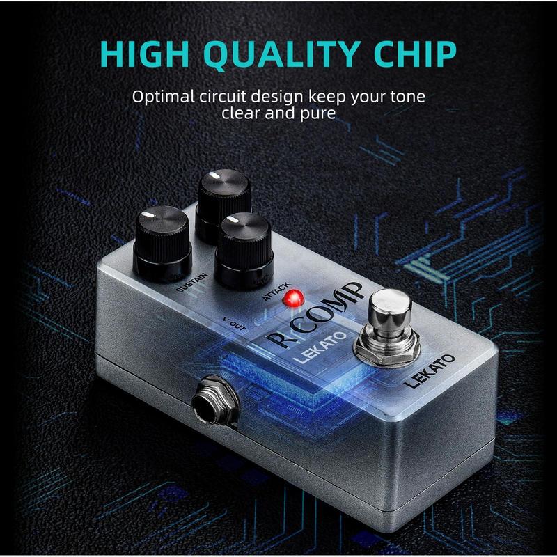 Compressor Pedal, Portable Mini Vintage Compressor Guitar Effect Pedal for Electric Guitar and Bass with True Bypass, Music Accessories