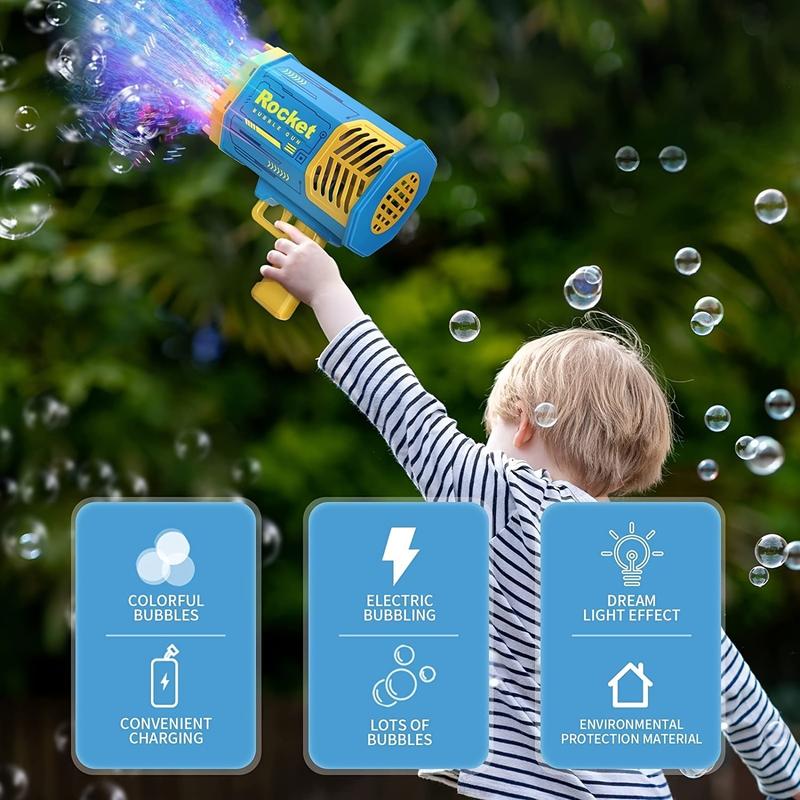 Bubble Machine Bubble Blaster Toys for Kids Bubble Maker with 69 Holes and Colorful Lights